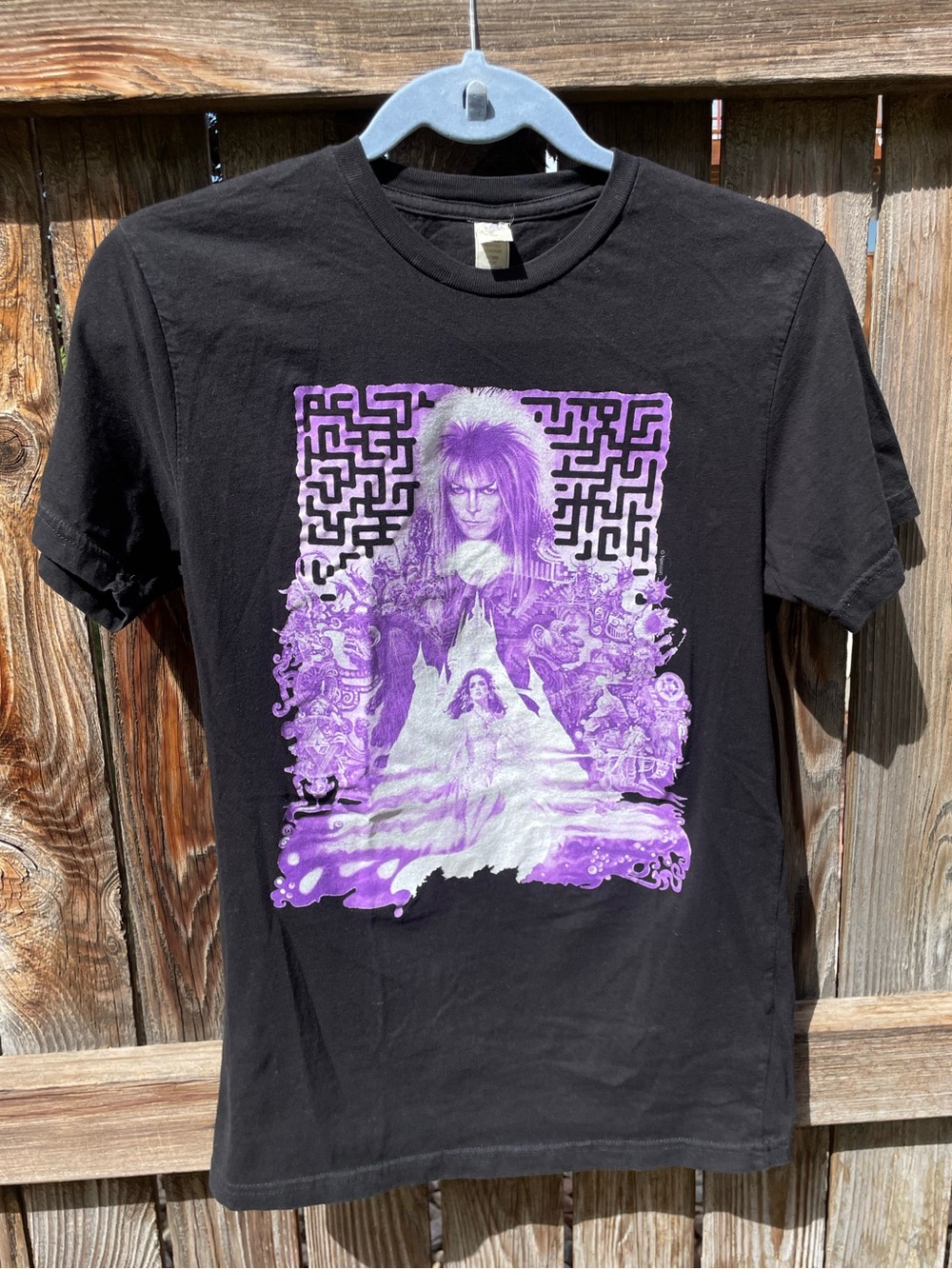 Black Labyrinth Tee with Purple Graphic